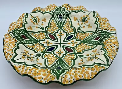 Vintage Clay Art Plate Bowl 8” Decorative Boho Handmade And Painted Colorful • $29