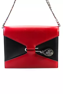 Alexander McQueen Womens Leather Chain Strap Foldover Envelope Shoulder Bag Red • $699.99