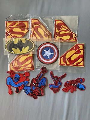 Super Hero Iron On Patches Set Spider-Man Batman Superman Children Uk X16 • £39.99