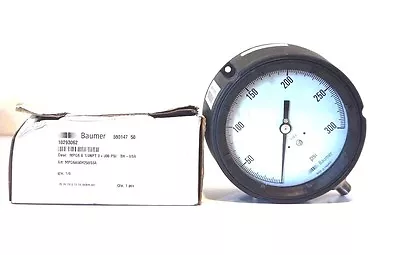 New Baumer Mpg6-a-1/4npt-0+300psi Pressure Gauge 590147 50 Mpg6a50h25us6a • $65
