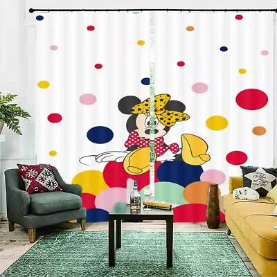 £115.42 • Buy Great Mickey Mouse Bow 3D Blockout Photo Print Curtain Fabric Curtains Window
