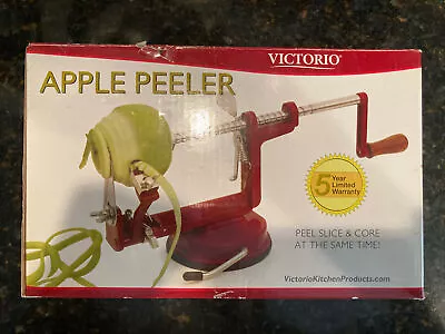 Johnny Apple Peeler Corer Slicer Pie Maker Stainless Steel Blades Red VK... • $10.50