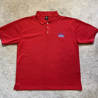 EUC University Of Mississippi OLE MISS REBELS Polo Shirt RED LARGE MSRP $65 • $18.63