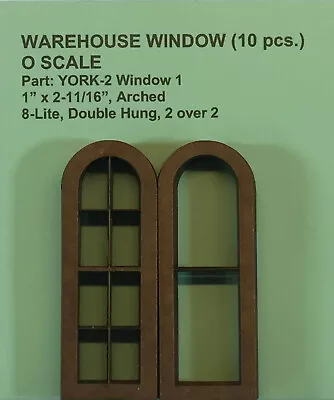 O Scale Laser Cut  Window Kit 8 Lites (10 Ct.) 1  X 2-11/16  (YORK-2 Window 1) • $8.99