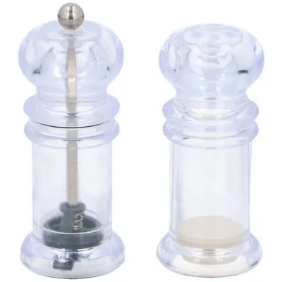 Salt & Pepper Grinder Pepper Mill Shaker Pots Manual Set Clear Acrylic Small • £7.99