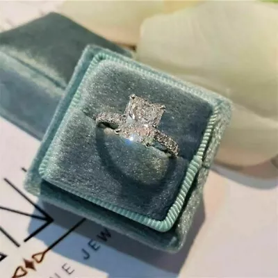 3Ct Radiant Cut VVS1 Moissanite Solitaire Engagement Ring 14K White Gold Plated • $147.99