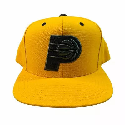Mitchell & Ness Indiana Pacers Adjustable Hat Gold With Gray Scale Logo Snapback • $23.99