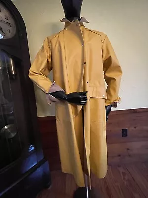 Men's Polo Ralph Lauren Yellow Rubberized Canvas Trench Coat Vintage Late 80's. • $1000