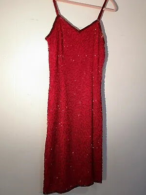 £18.99 • Buy STUNNING Ronald Joyce After Six Sequined Evening Cocktail Dress Ruby Red Size 10