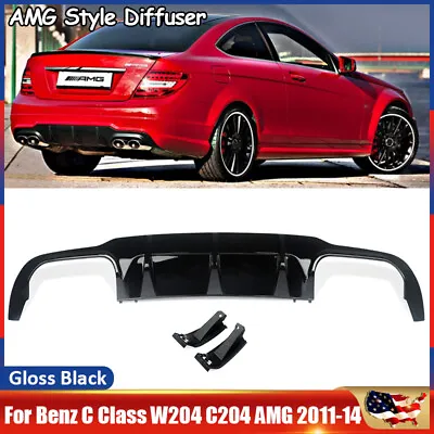 C63 AMG Style Rear Diffuser For Mercedes W204 C250 C300 C350 2012-15 Gloss Black • $130.14