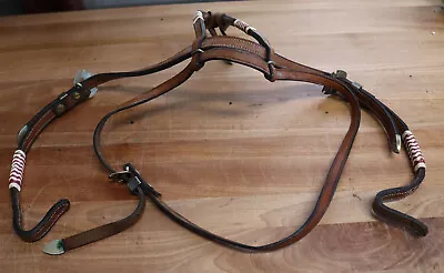 Vintage Silver Overlaid Horse Leather Browband Show Headstall Head Stall Jeweled • $325