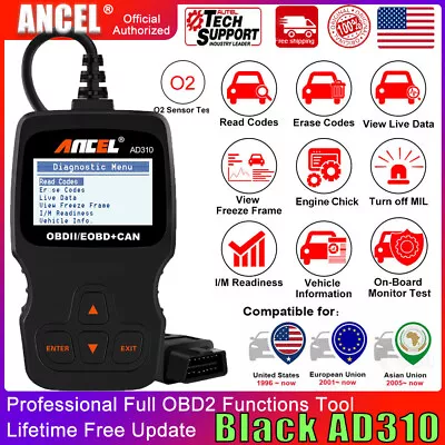 ANCEL AD310 Classic Enhanced Universal OBD II Scanner Car Engine Fault Code Read • $24.99