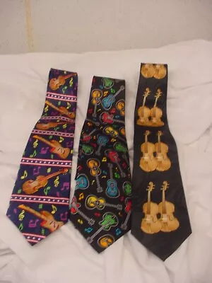 3 Lot  Different  Neck Tie Necktie Dress New Guitar Music • $11.69