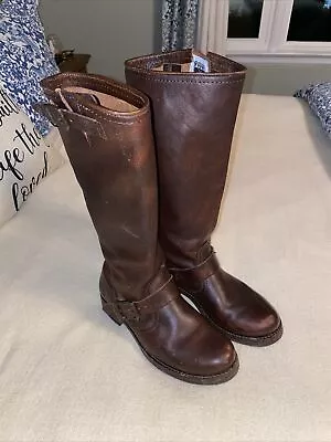 Frye Veronica 77609 Brown Leather Moto Boots Women’s Riding Boots 6B • $35