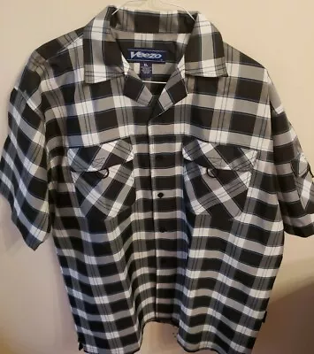 Men's Veezo Button Down Plaid Shirt Multicolor 2flap  Front PocketSize 4XL • $24.99