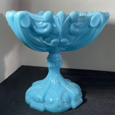 Portieux Vallerysthal Blue Opaline Milk Glass Pedestal Compote/candy Dish France • $4.99