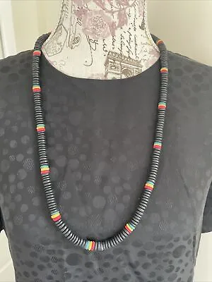 Rasta Necklace Puka Surfer Coco Necklace Wooden Necklace 30” Black Redyellow • $9.99