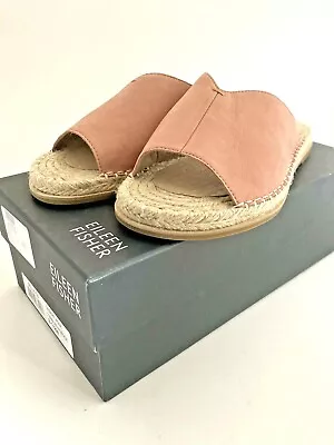 Eileen Fisher Milly Sandals Espadrille Flats Desert Rose Nubuck Leather Size 8.5 • £45.59