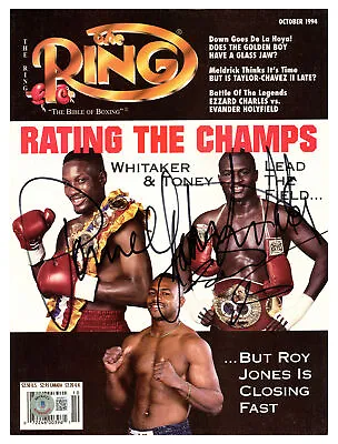 Pernell Whitaker & James Toney Autographed Ring Magazine Beckett BAS QR #BH26977 • $49