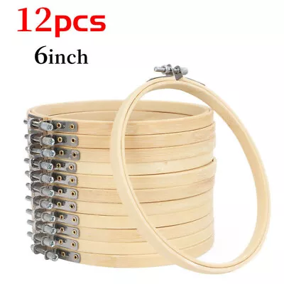 1/4/6/12pcs 6 Inch Wooden Embroidery Hoops Bamboo Circle Cross Stitch Hoop Tools • £4.50