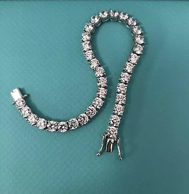 Ladies 14K White Gold Toned 3.5 CT Round Cut  Tennis Bracelet 7 Inches • £62.81