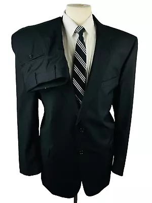 Jos. A. Bank Gold Mens 46L Black Soft 100% Wool 2 Piece Suit With Pants 40x31 • $174.98
