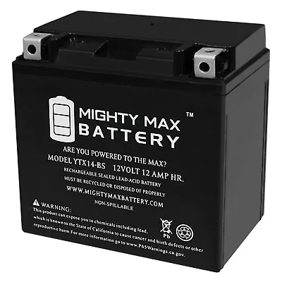 Mighty Max YTX14-BS Replacement For ATV HONDA TRX 500 Rubicon Foreman Rancher • $42.99