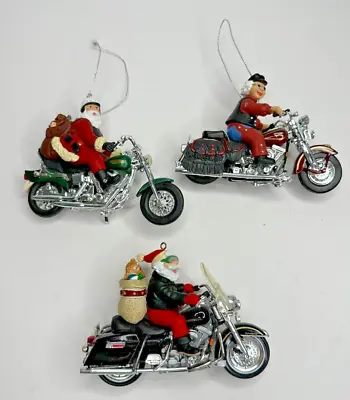 Harley Davidson Motorcycles Christmas Ornaments Set Of 3 Hanging Lot • $28.30