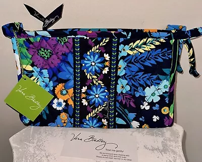 VERA BRADLEY Medium Bow Cosmetic MIDNIGHT BLUES MakeUp Case Travel NWT 10331-136 • $33.95