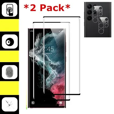 $3.95 • Buy 2P Samsung Galaxy S22/22+ Ultra Fullcover Tempered Glass Screen/Camera Protector