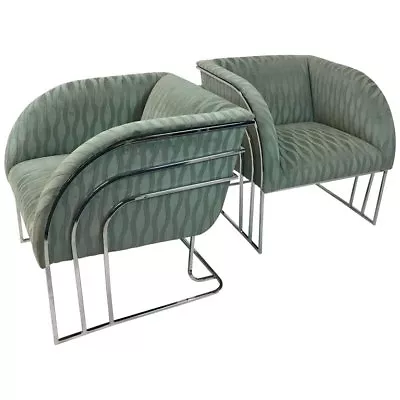 Pair Of Chrome Lounge Chairs By Milo Baughman For Thayer Coggin • $7800