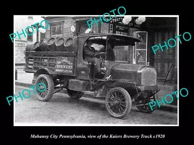 POSTCARD SIZE PHOTO OF MAHANOY CITY PENNSYLVANIA THE KAIERS BEER TRUCK C1920 • $4.57