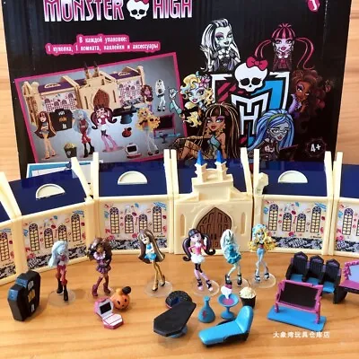 Monster High 6 PCS Mini Doll With Furniture & Stickers Set Collectible Toy • $22.59