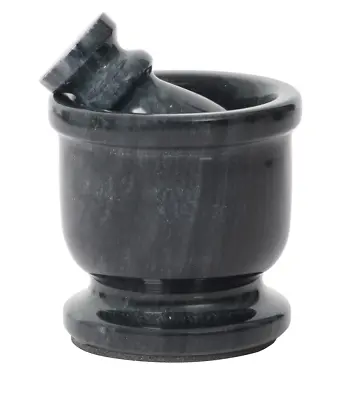 Marble Mortar And Pestle Set Black Palm Size 2.5  Handmade Portable Mortar And P • $13.31