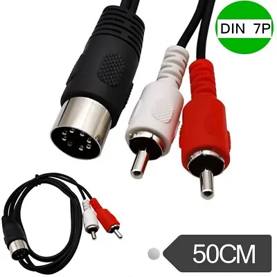 DIN 7-Pin MIDI Male Plug To 2 Dual RCA Male Jack Audio Adapter Cord Cable 50cm • $4.49