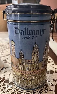 Vintage Tin Alois Dallmayr Coffee Canister Kaffee Latch Cylinder Shape • $10