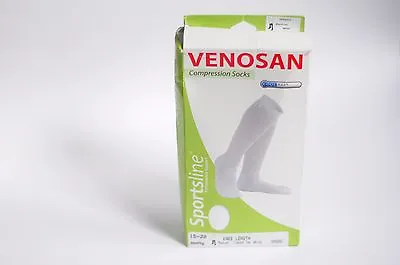 Venosan Sportsline Compression Socks 15-20 Mmhg Medium Closed Toe White New • $16.99