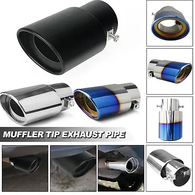 Car Back Exhaust Pipe Tail Muffler Tip Auto Accessories Replace Kit Chrome Blue • $14.99