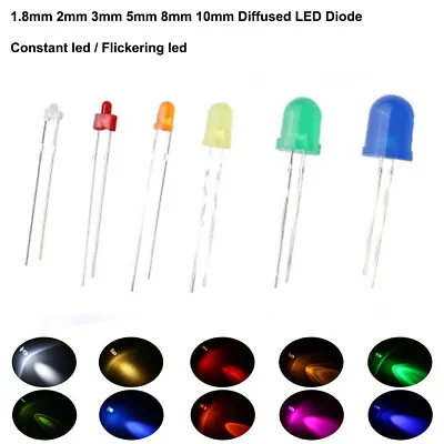 1.8mm 2mm 3mm 5mm 8mm 10mm Diffused LED Diode Mini Lights Emitting Diodes • $2.22