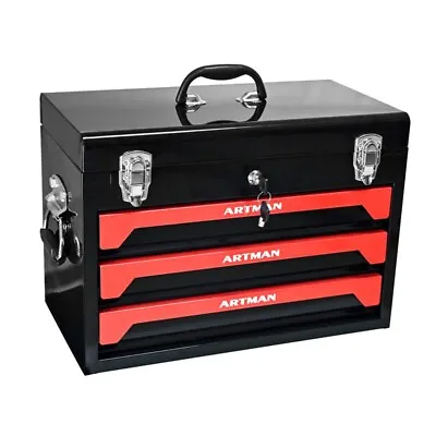 Portable 3 Drawers Tool Box Steel Tool Cabinet Storage Organizer With Lock • $99.99