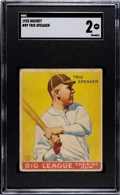 1933 Goudey Tris Speaker #89 SGC 2 “HOF Legend” • $495