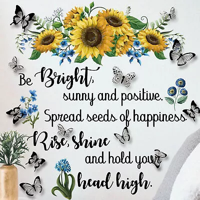 Wall Stickers Art Quote Butterfly Sunflower Decor Vinyl DIY Bedroom Living Room • $18.28