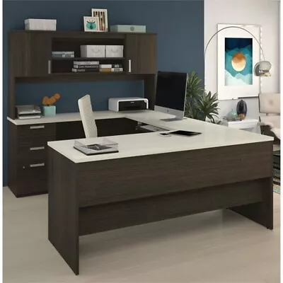 Bestar Ridgeley Transitional Metal Brown Finish U-shaped Desk • $1060