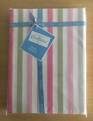 Cath Kidston Double Flat Sheet Candy Stripe Cotton Sateen 300 Thread Count • £29