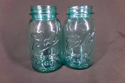 Antique Blue Glass Ball Mason Jar W/Bubbles In Glass LOT 2x • $19.99