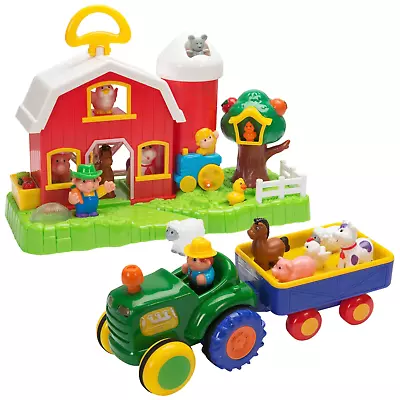 Farm Tractor With Trailer Old MacDonald Farmhouse Animals Toys Playset Big Steps • $134.37