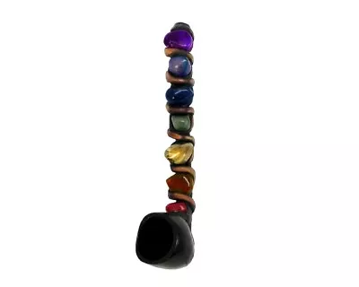 Chakra Tumbled Stones Handmade Tobacco Smoking Mini Hand Pipe Spiritual Rainbow • $12.99