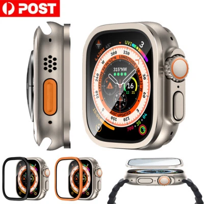 $7.99 • Buy Fr Apple Watch Ultra 49MM Tempered Glass Screen Protector Metal Frame Case Cover