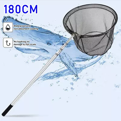 Telescopic Fishing Landing Net Pole Extending Portable Fish Mesh Long Handle Net • £9.89