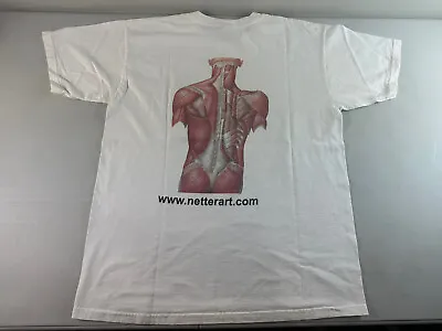 Vintage Y2K 00’s Frank Netter M.D. Back Muscle Anatomy Double Sided Shirt Sz L • $59.90